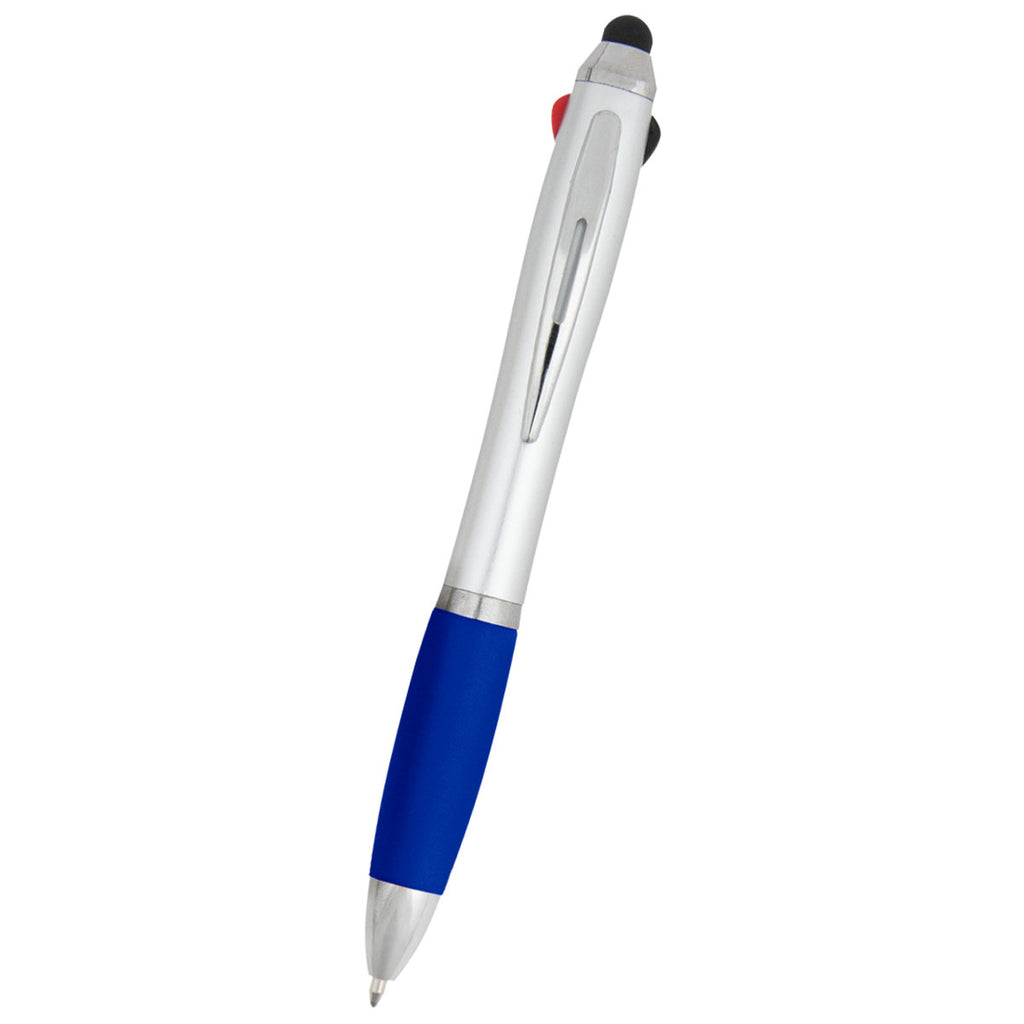 Hit Silver with Blue 3-In-One Pen with Stylus