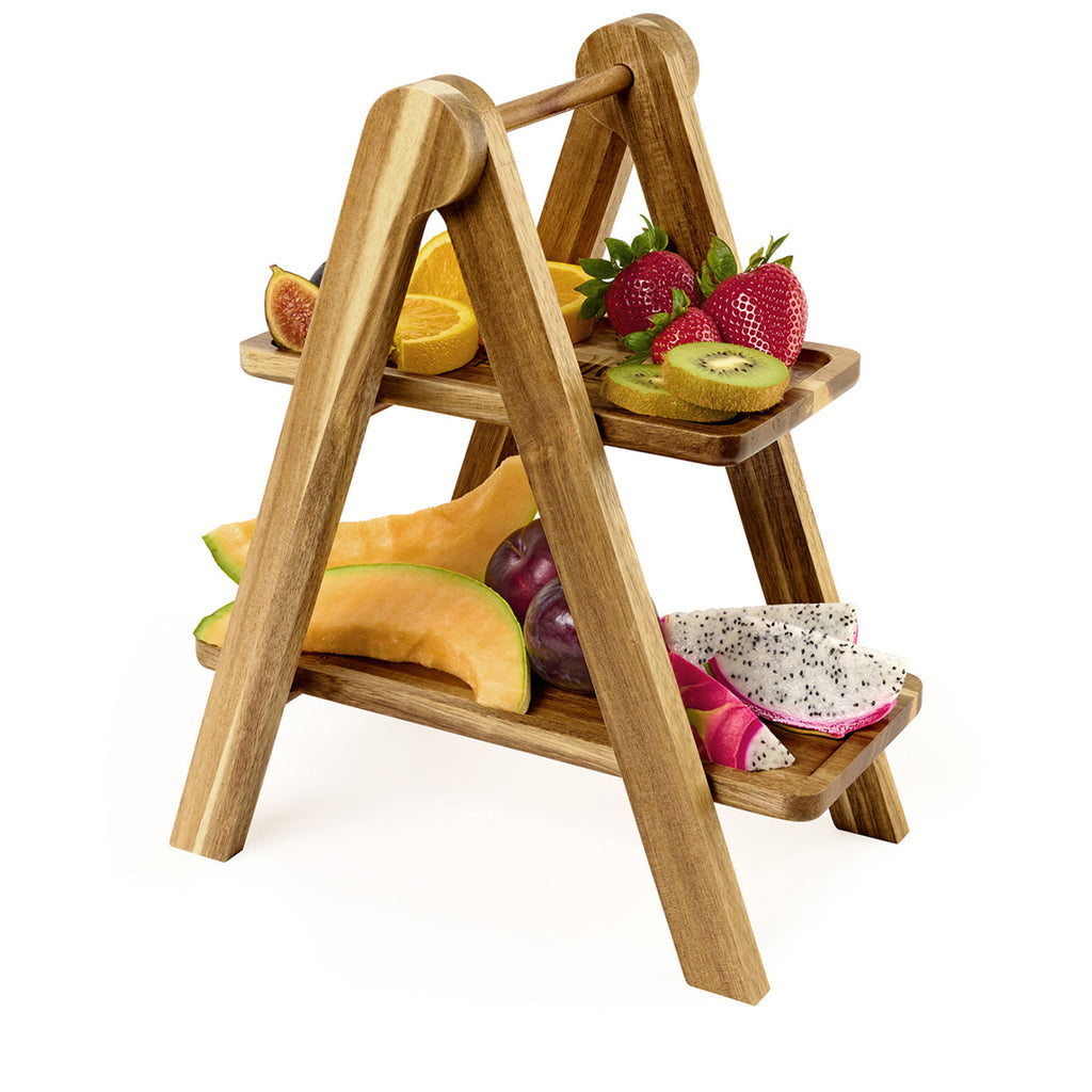 La Cuisine Wood 2 Tier Serving Tray