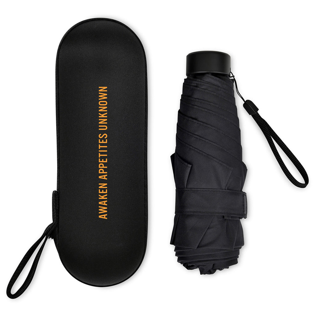 Elements Black 39" Recycled Manual Mini Folding Umbrella