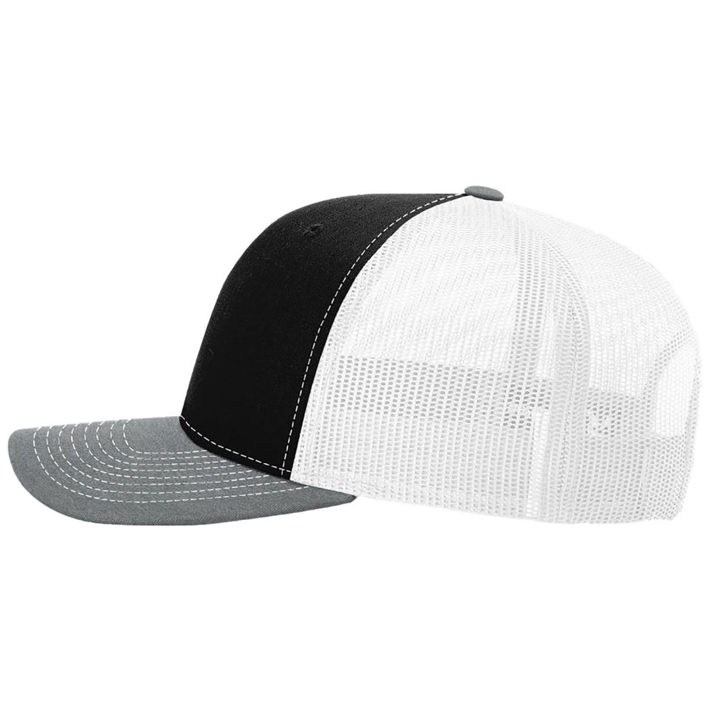 Richardson Black/White/Heather Grey Trucker Cap