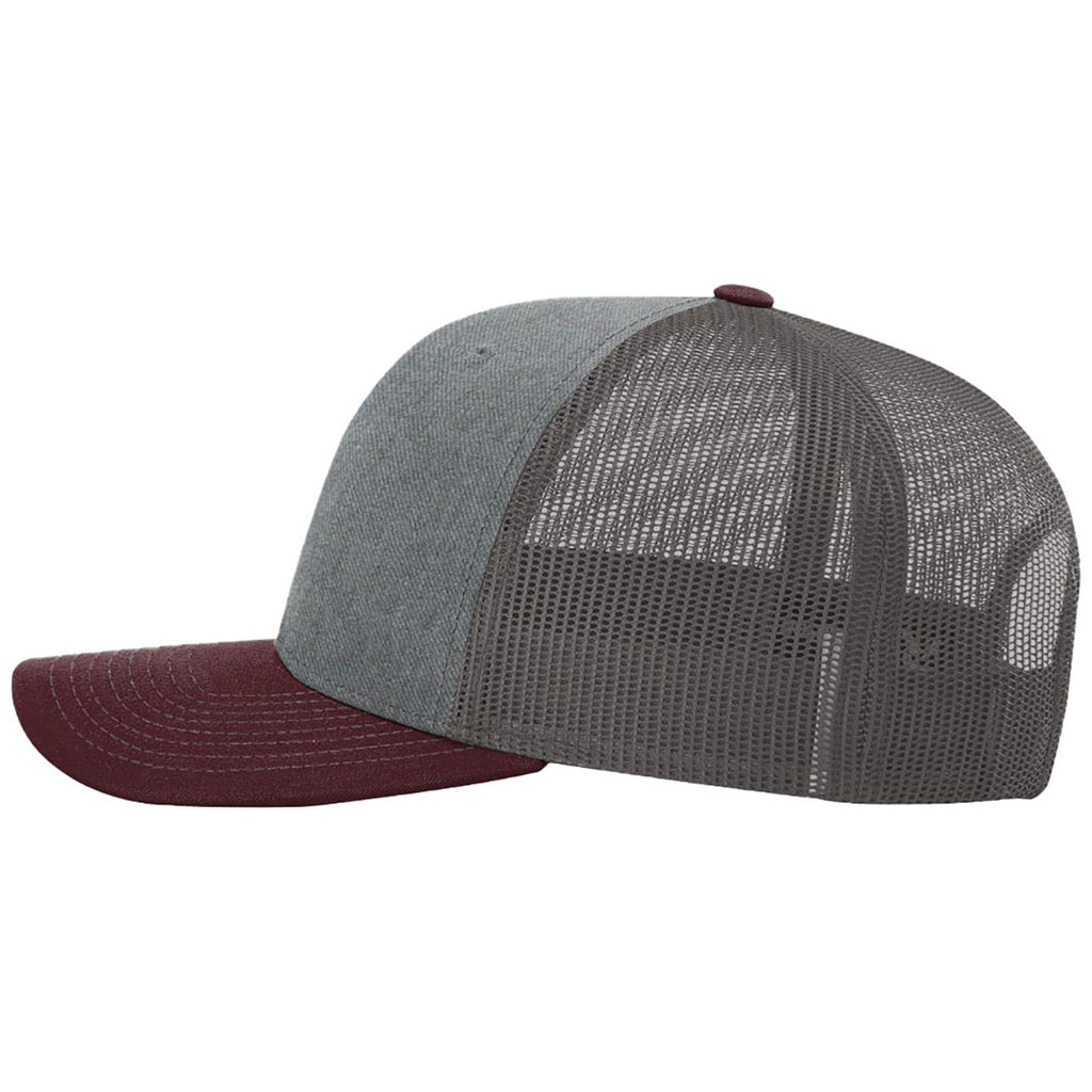 Richardson Heather Grey/Charcoal/Maroon Trucker Cap