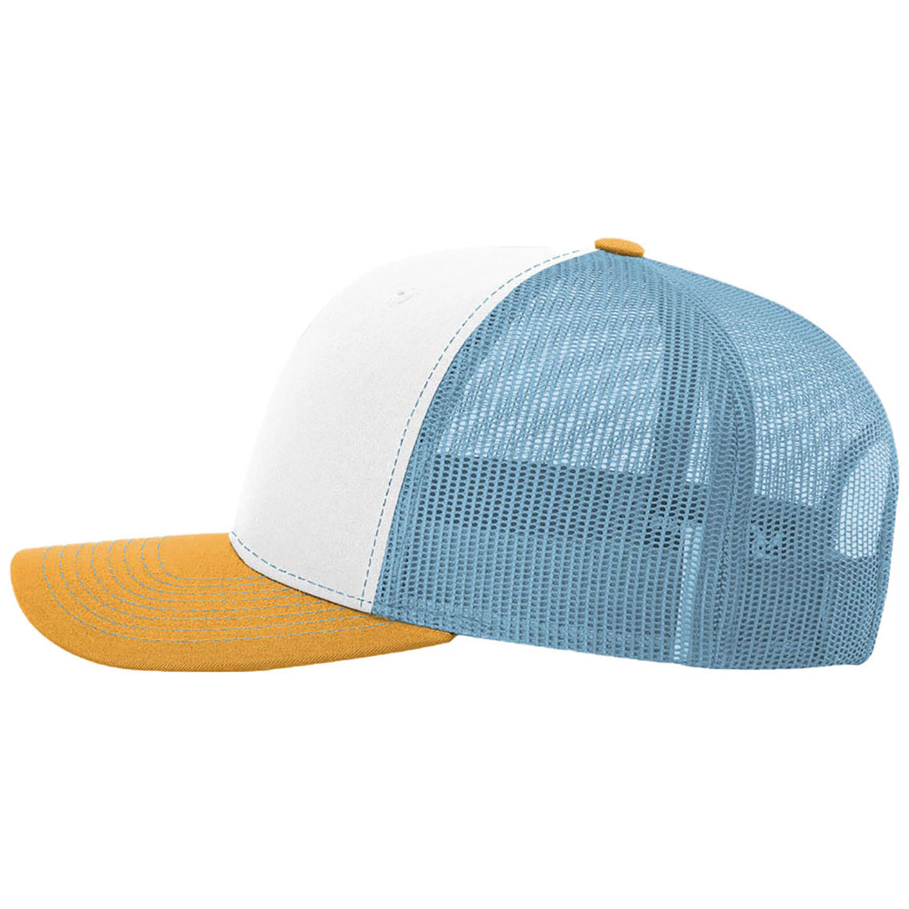 Richardson White/Columbia Blue/Yellow Trucker Cap