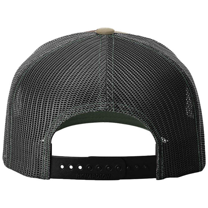 Richardson Green Camo/Black Printed Five-Panel Trucker