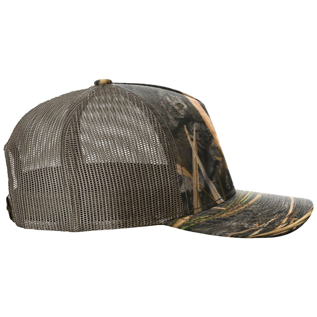 Richardson Mossy Oak Habitat/Brown Printed Five-Panel Trucker