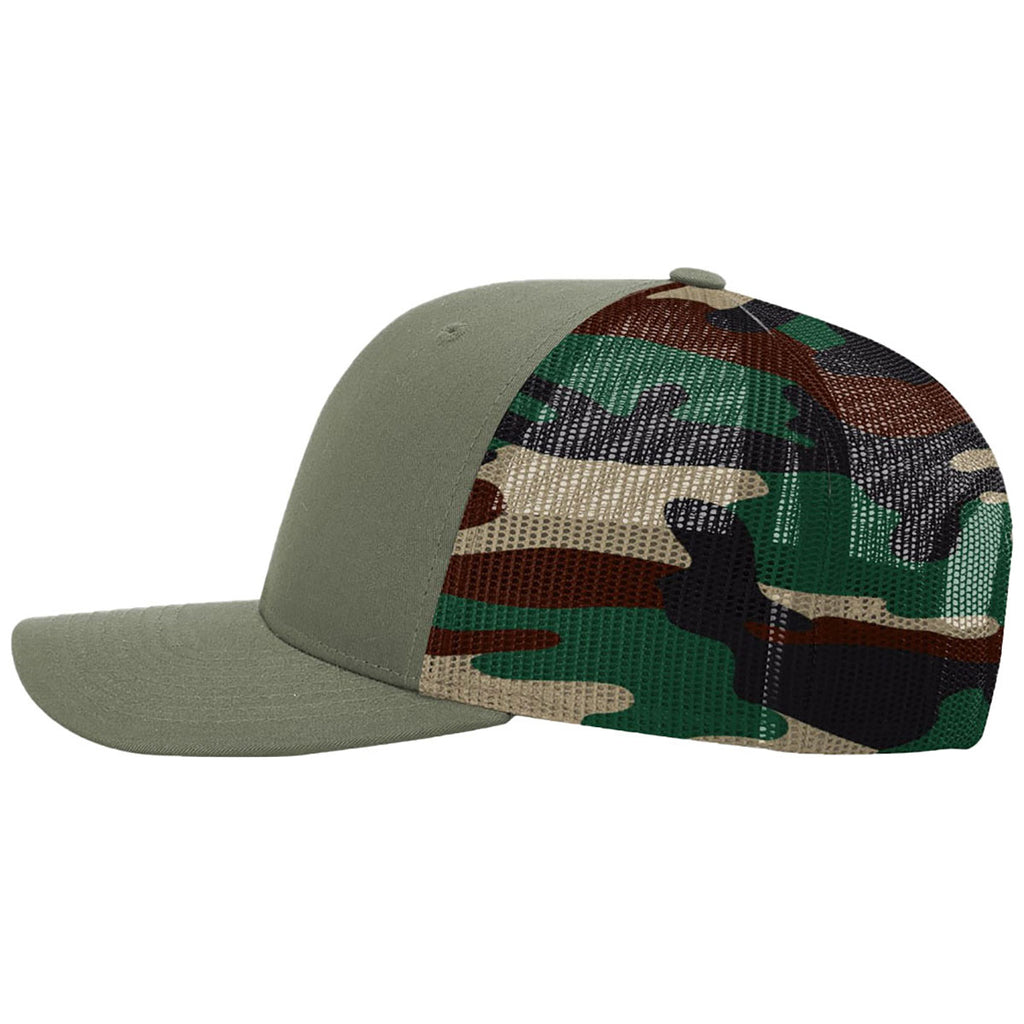 Richardson Loden/Green Camo Printed Mesh Trucker