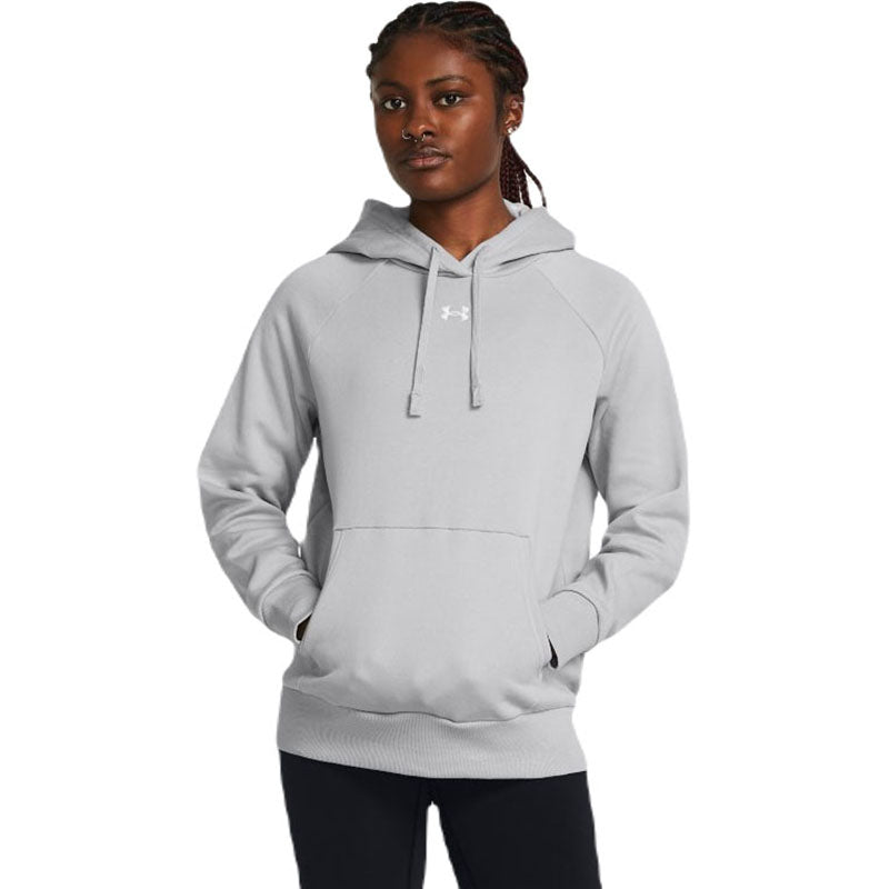 Under Armour Women's Mod Grey/White Rival Fleece Hoodie