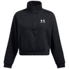 Under Armour Women's Black/White Icon Fleece Oversized 1/2 Zip