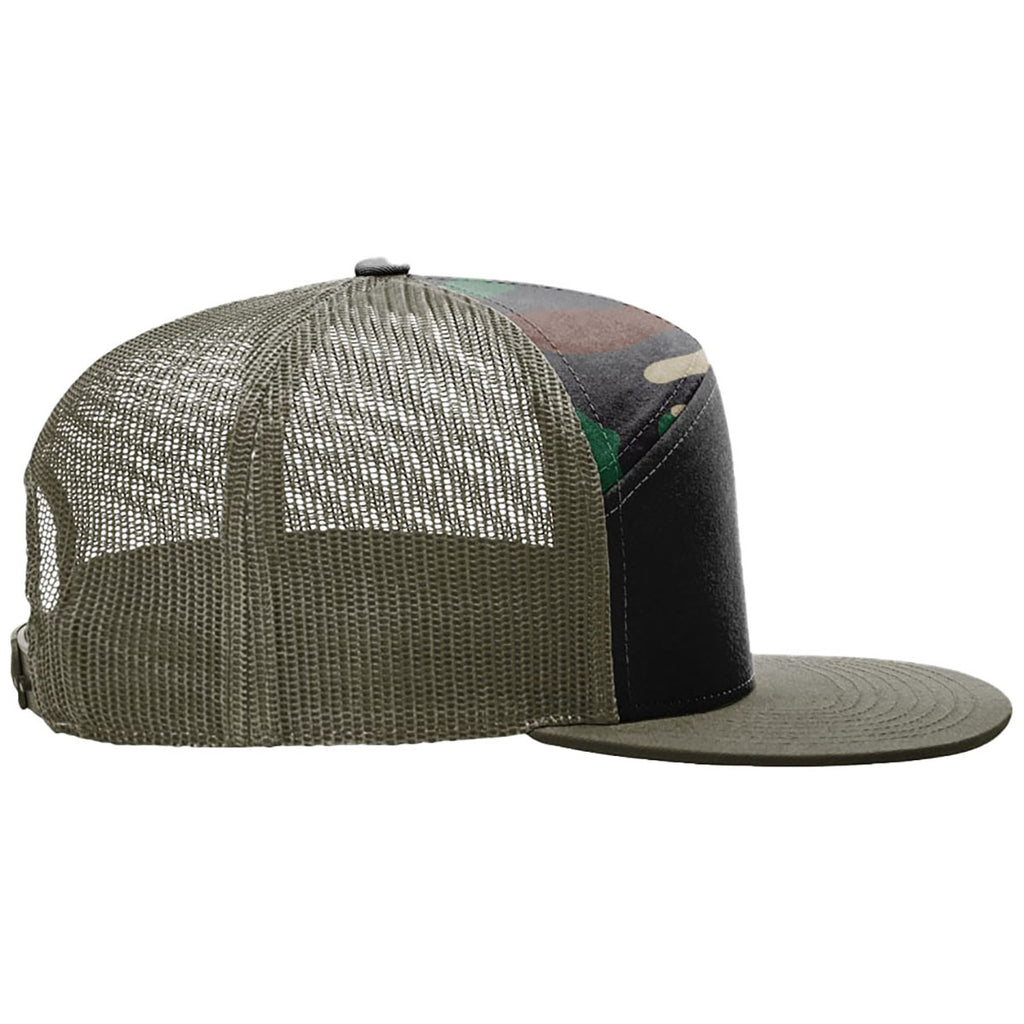 Richardson Black/Green Camo/Loden 7-Panel Trucker