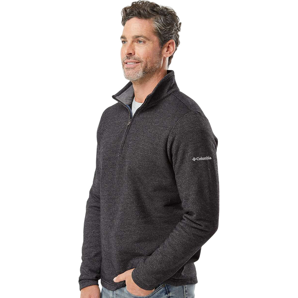 Columbia Men's Black Heather Great Hart Mountain III Half-Zip Pullover