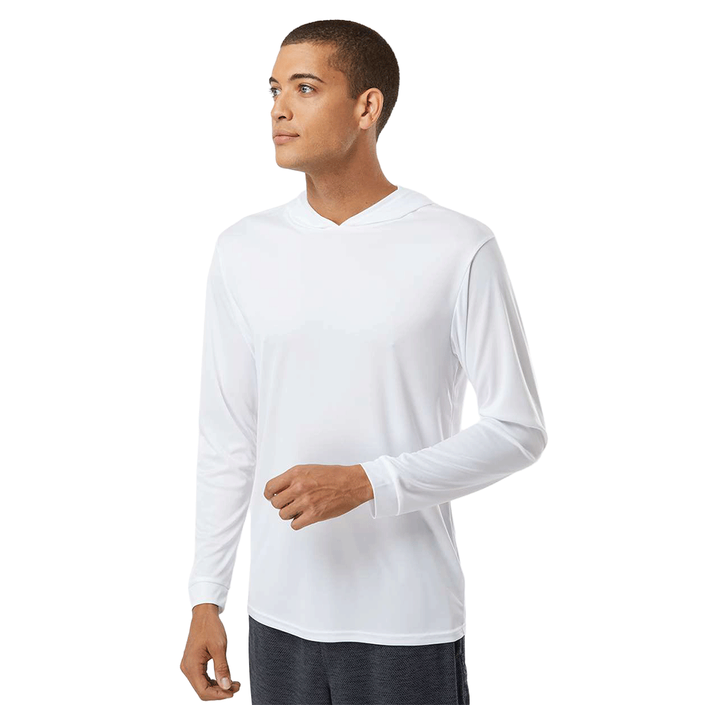 Paragon Unisex White Bahama Performance Hooded Long Sleeve T-Shirt