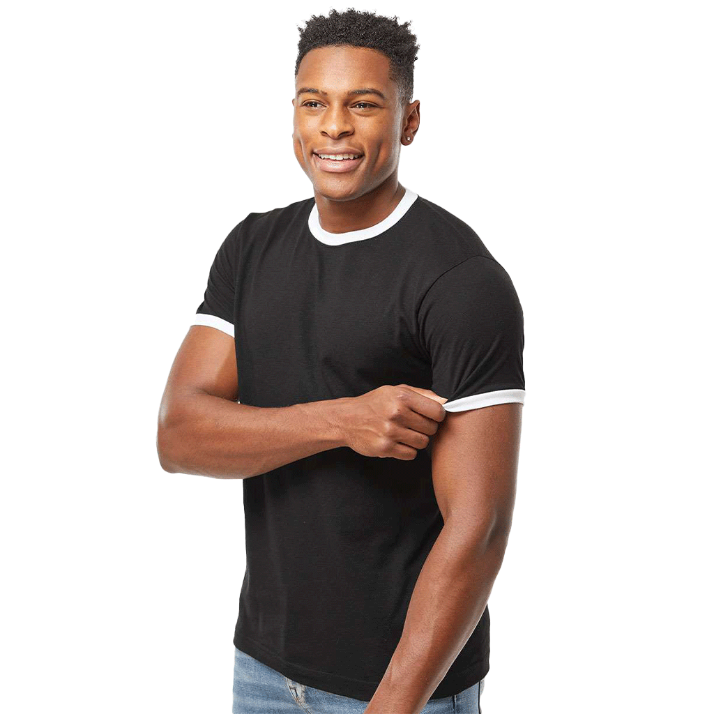 Tultex Unisex Black/White Fine Jersey Ringer T-Shirt