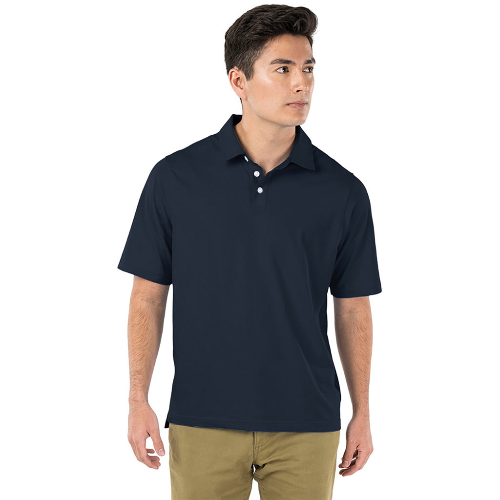 Charles River Men's Navy Greenway Stretch Cotton Polo