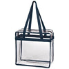 Hit Clear with Navy Trim Clear Tote Bag with Zipper