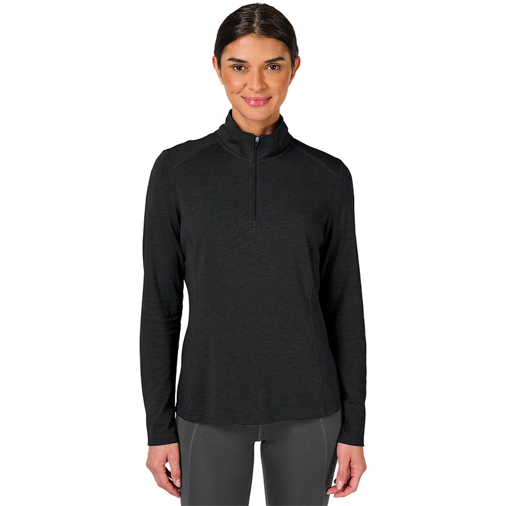 Charles River Women's Black Heather Vista Tri-Blend Quarter Zip