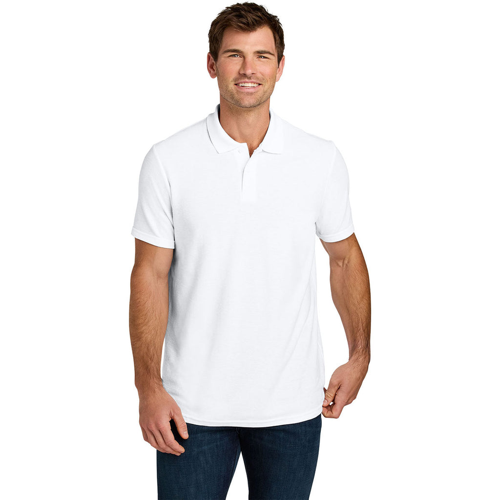 Gildan Men's White Softstyle Pique Polo