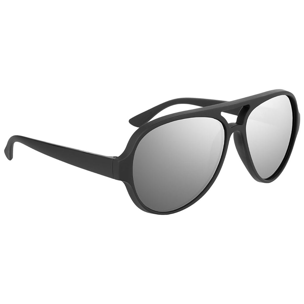 Hit Black With Silver Rubberized Recycled Frame Aviator Sunglasses
