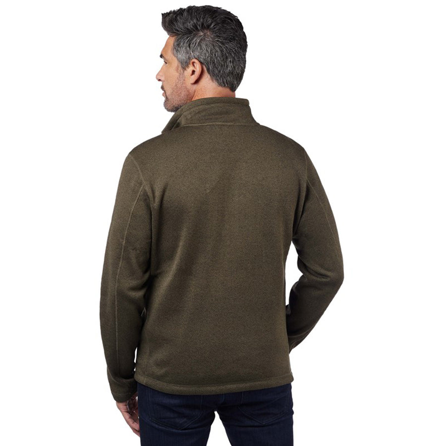 Landway Men's Olive Kodiak Herringbone Quarter-Zip Sweater-Knit Fleece