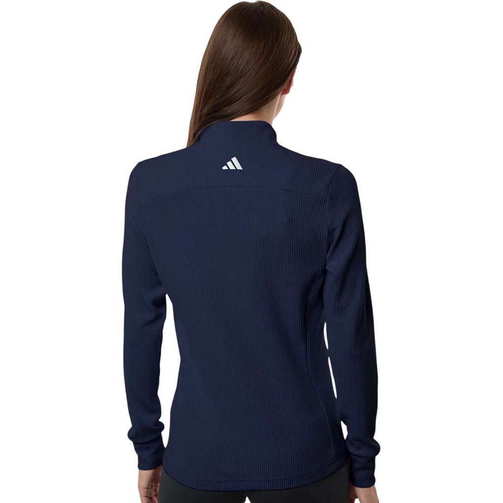 Adidas Women's Collegiate Navy Performance Textured Full-Zip Jacket