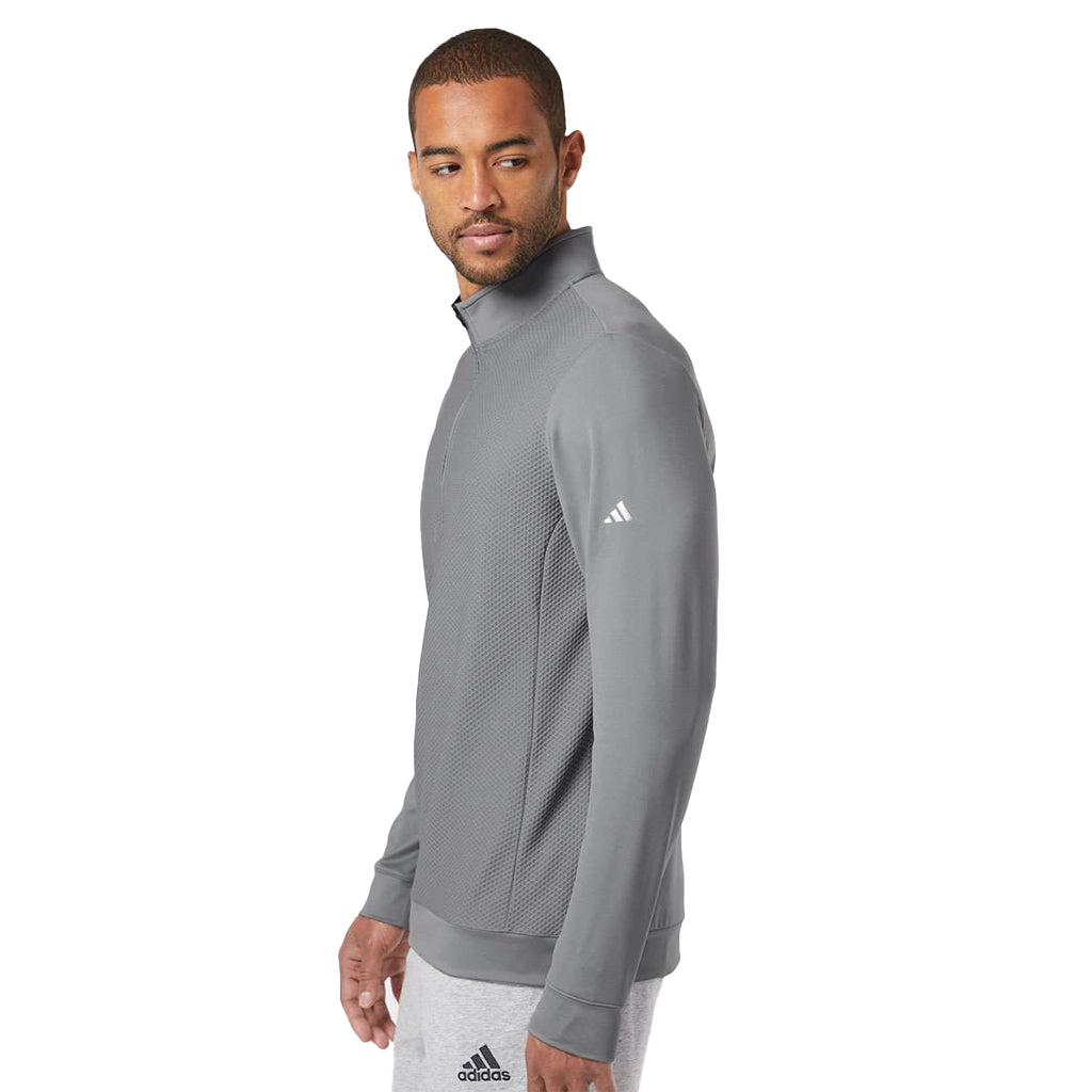 adidas Men's Grey Three Performance Texture Quarter Zip