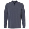 Adidas Men's Collegiate Navy Melange Henley Long Sleeve Tee