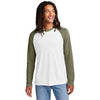 Allmade Unisex Olive You Green/Bright White Tri-Blend Long Sleeve Colorblock Raglan