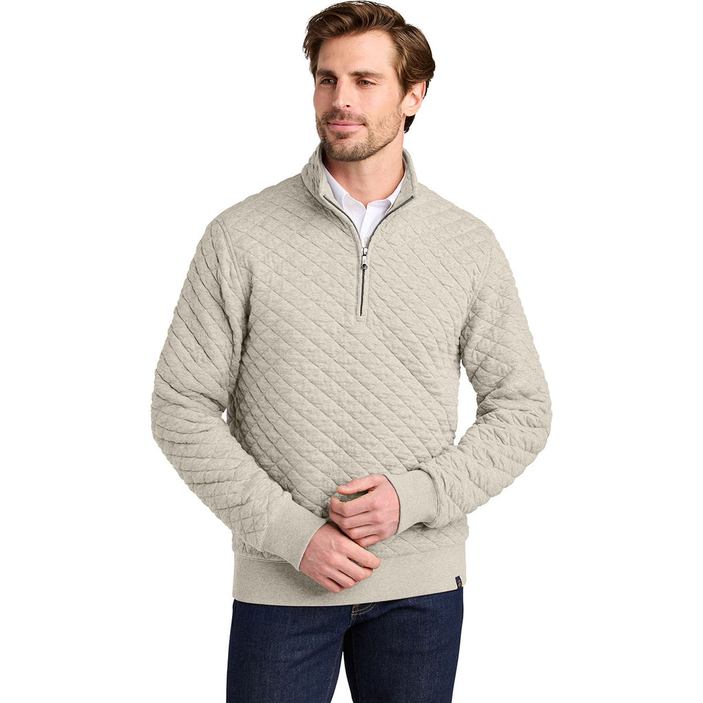 Brooks Brothers Men's Oatmeal Heather Diamond Quilt 1/4-Zip