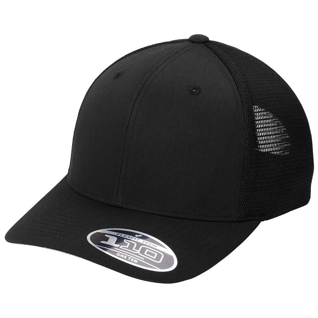 Port Authority Black/BlackFlexfit 110 Mesh Cap
