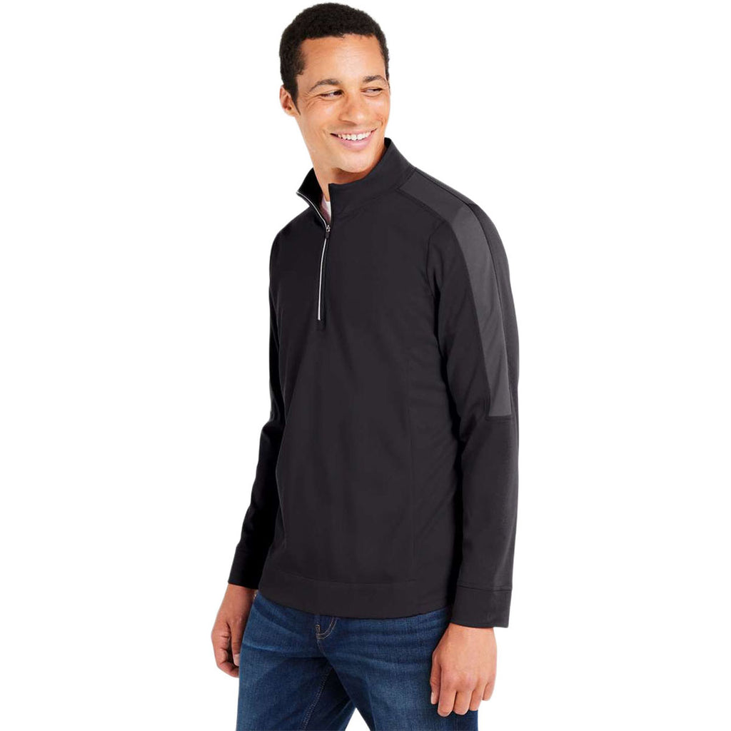 Core 365 Men's Black/Carbon Market Snag Protect Mesh Colorblock Quarter-Zip Pullover