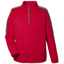 Core 365 Men's Classic Red/Carbon Market Snag Protect Mesh Colorblock Quarter-Zip Pullover