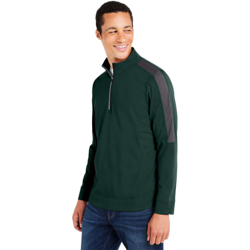 Core 365 Men's Forest/Carbon Market Snag Protect Mesh Colorblock Quarter-Zip Pullover