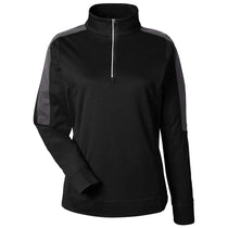 Core 365 Women's Black/Carbon Market Snag Protect Mesh Colorblock Quarter-Zip Pullover