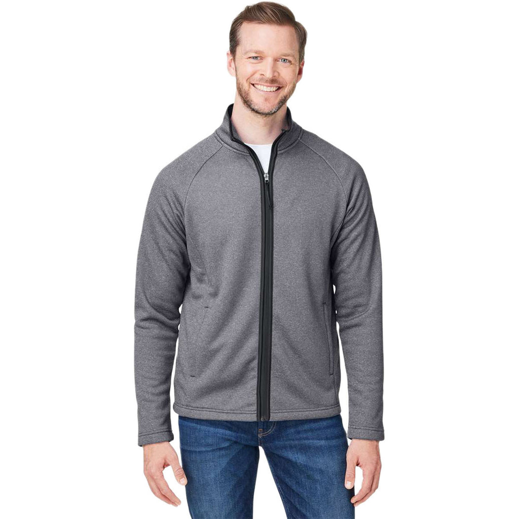 Core 365 Men's Black/White Venture Heathered Stripe Full-Zip