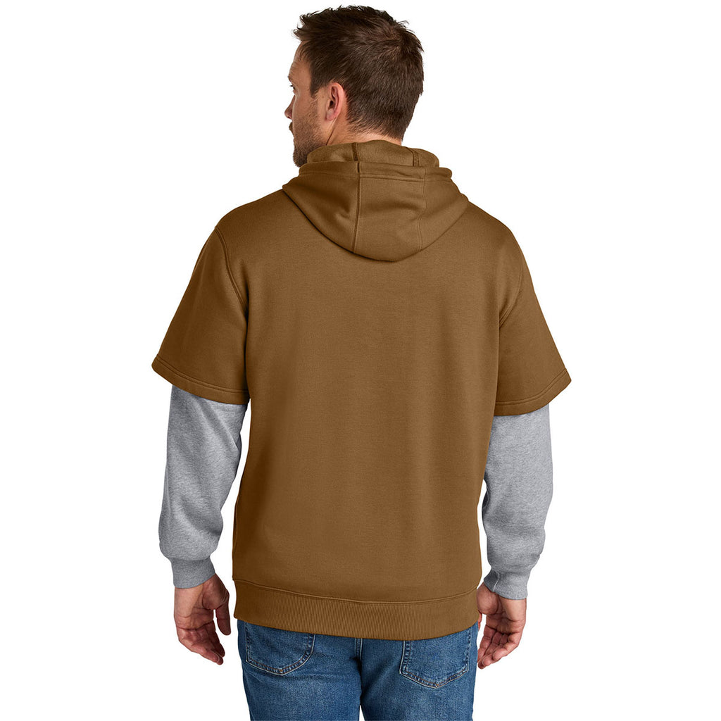 CornerStone Men's Duck Brown/Heather Grey Touch Fleece Layered Hoodie