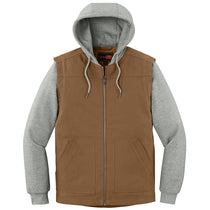 CornerStone Men's Duck Brown/Heather Grey Duck Fleece Full-Zip Hooded Jacket