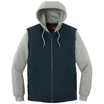 CornerStone Men's Navy/Heather Grey Duck Fleece Full-Zip Hooded Jacket