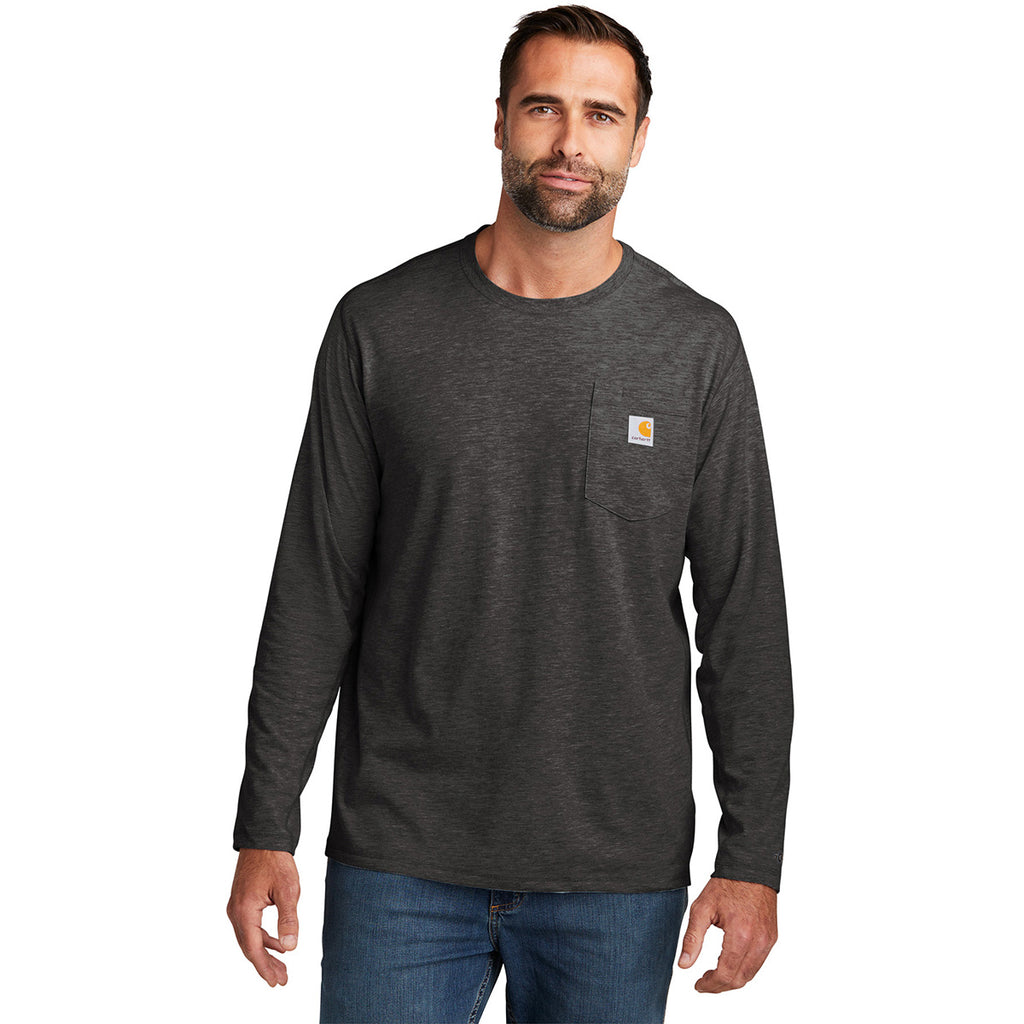 Carhartt Men's Carbon Heather Force Long Sleeve Pocket T-Shirt