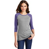 District Women's Purple Frost/ Grey Frost Perfect Tri 3/4-Sleeve Raglan