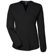 Devon & Jones Women's Black Raleigh Half-Placket Knit Top