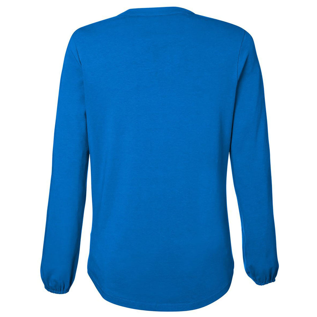 Devon & Jones Women's French Blue Raleigh Half-Placket Knit Top