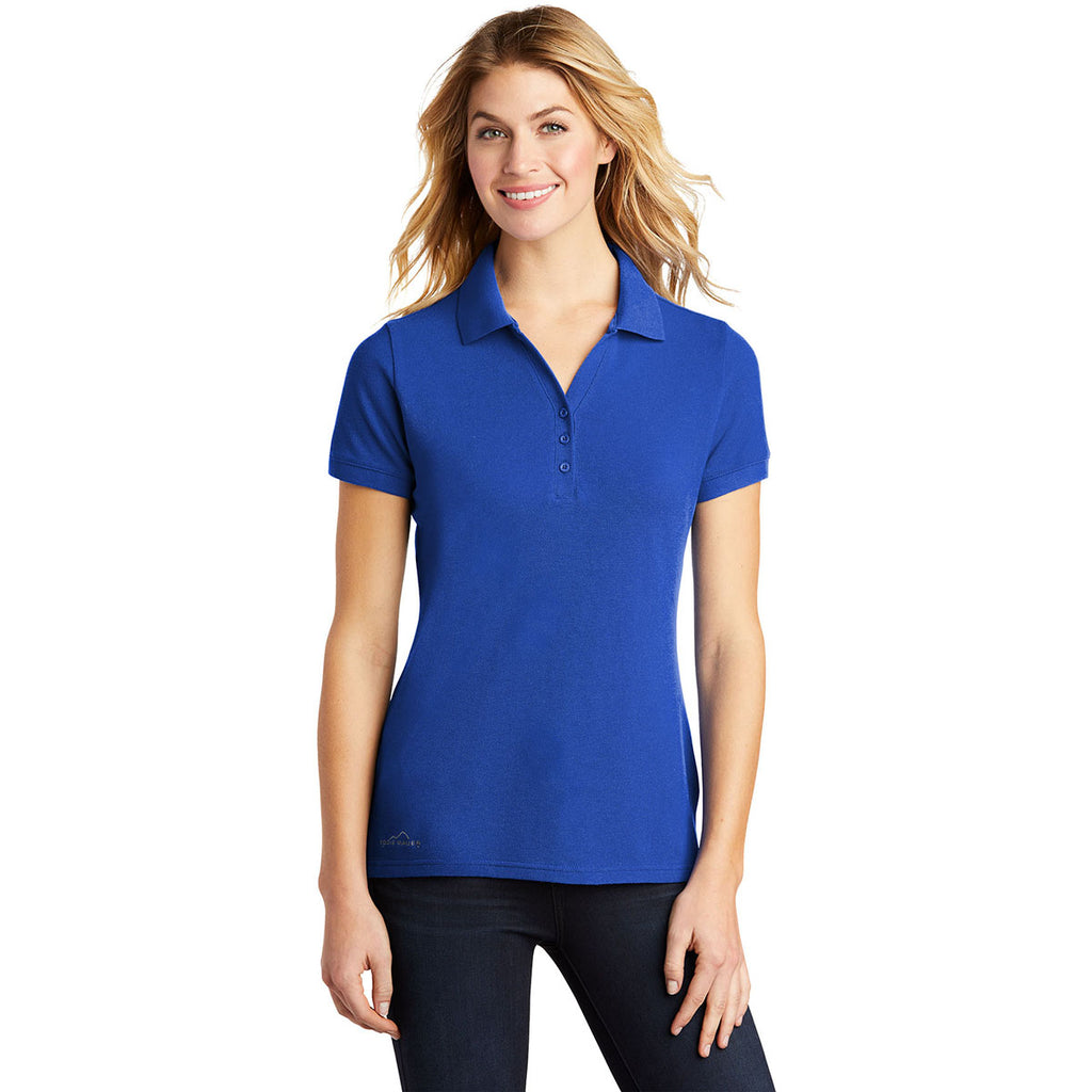 Eddie Bauer Women's Brilliant Blue Cotton Pique Polo