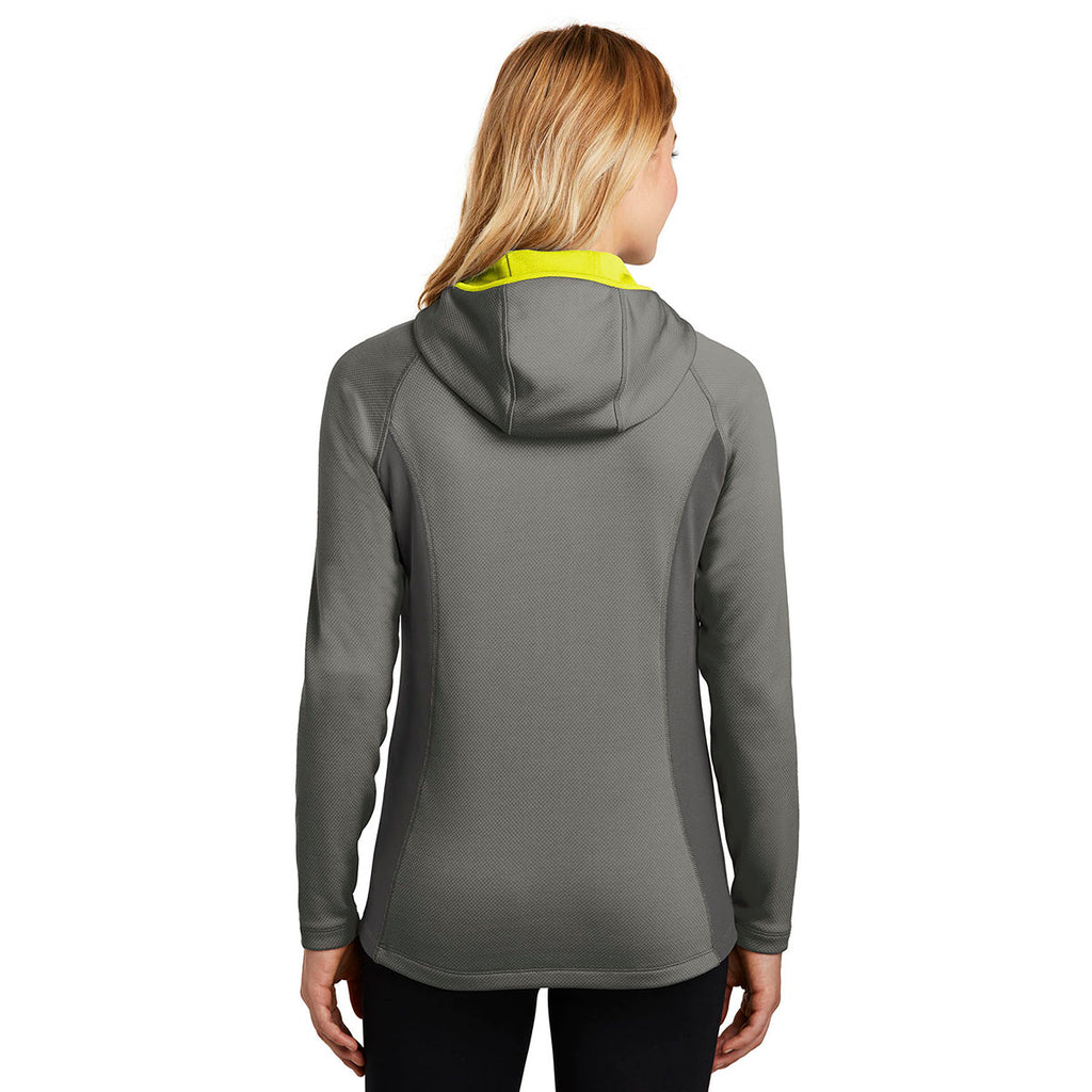 Eddie Bauer Women's Metal Grey/Grey Steel/Citron Sport Hooded Full-Zip Fleece Jacket