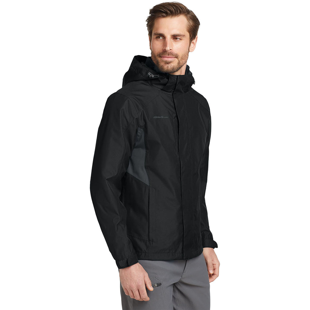 Eddie Bauer Men's Black/Steel Grey Rain Jacket