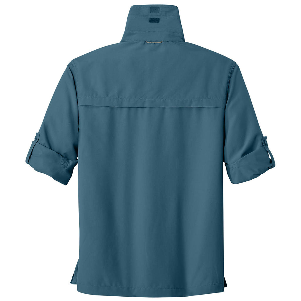 Eddie Bauer Men's Gulf Teal L/S Performance Fishing Shirt