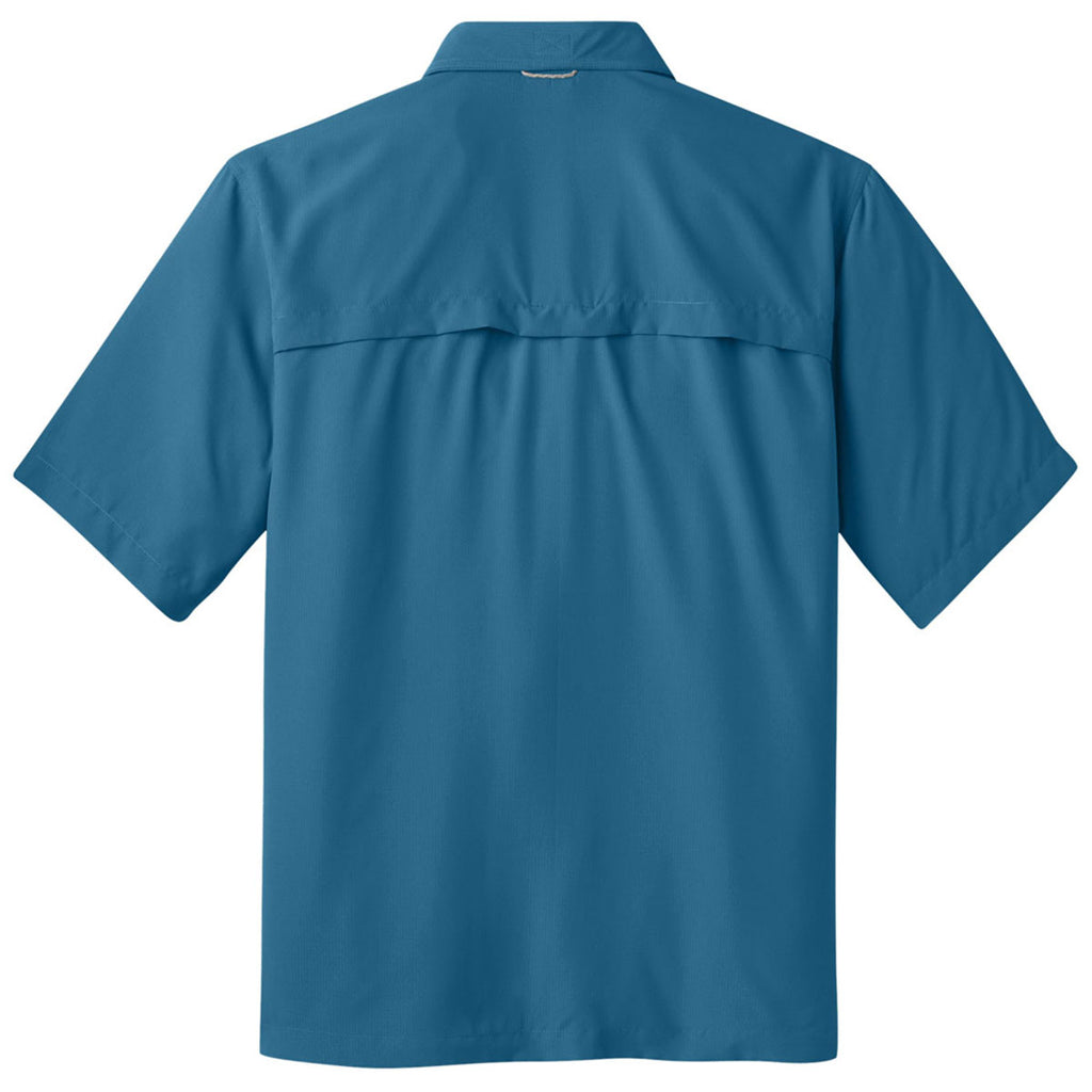 Eddie Bauer Men's Gulf Teal S/S Performance Fishing Shirt