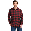 Eddie Bauer Men's Red Highland Plaid Long Sleeve Favorite Flannel Plaid Shirt