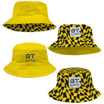 Pop Promos Yellow/Black Reversible Checkered Bucket Hat