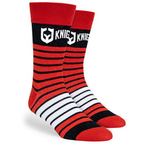 Pop Promos Red & Black Two Color Stripe Dress Socks