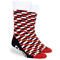 Pop Promos Red & Black Rectangle Design Dress Socks