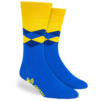 Pop Promos Blue & Yellow Diamond Dress Socks