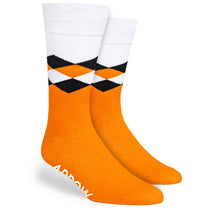 Pop Promos Orange & Black Diamond Dress Socks